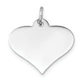 14K White Gold Plain .011 Gauge Engraveable Heart Disc Charm